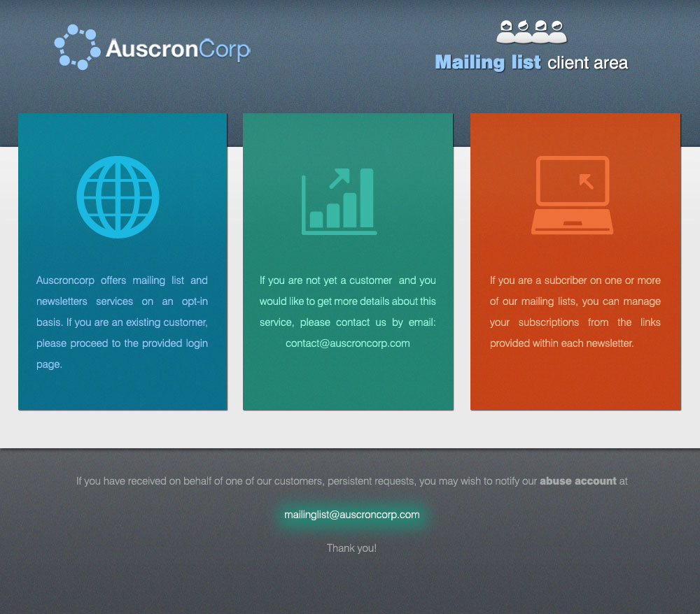 Mailing list Auscroncorp